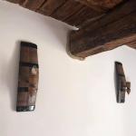 Аплици – стенни лампи от автентични бъчви с ръчно изработени дървени чашки!