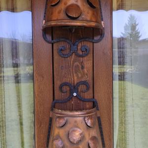 Старинни стенни лампи аплици с метални капаци в меден цвят и ковано желязо!