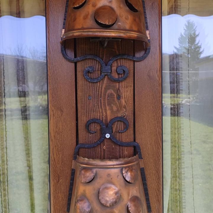 Старинни стенни лампи аплици с метални капаци в меден цвят и ковано желязо!